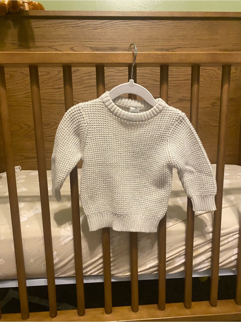 Carter's Gray/Cream Textured Knit Baby Sweater